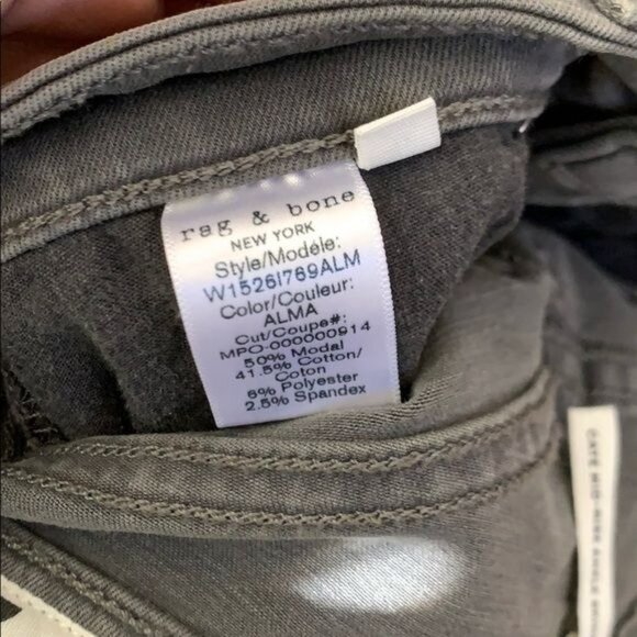 rag & bone Cate Shark Bite Hem Ankle Skinny Jeans Size 24 Alma Gray Mid-rise - Picture 9 of 10